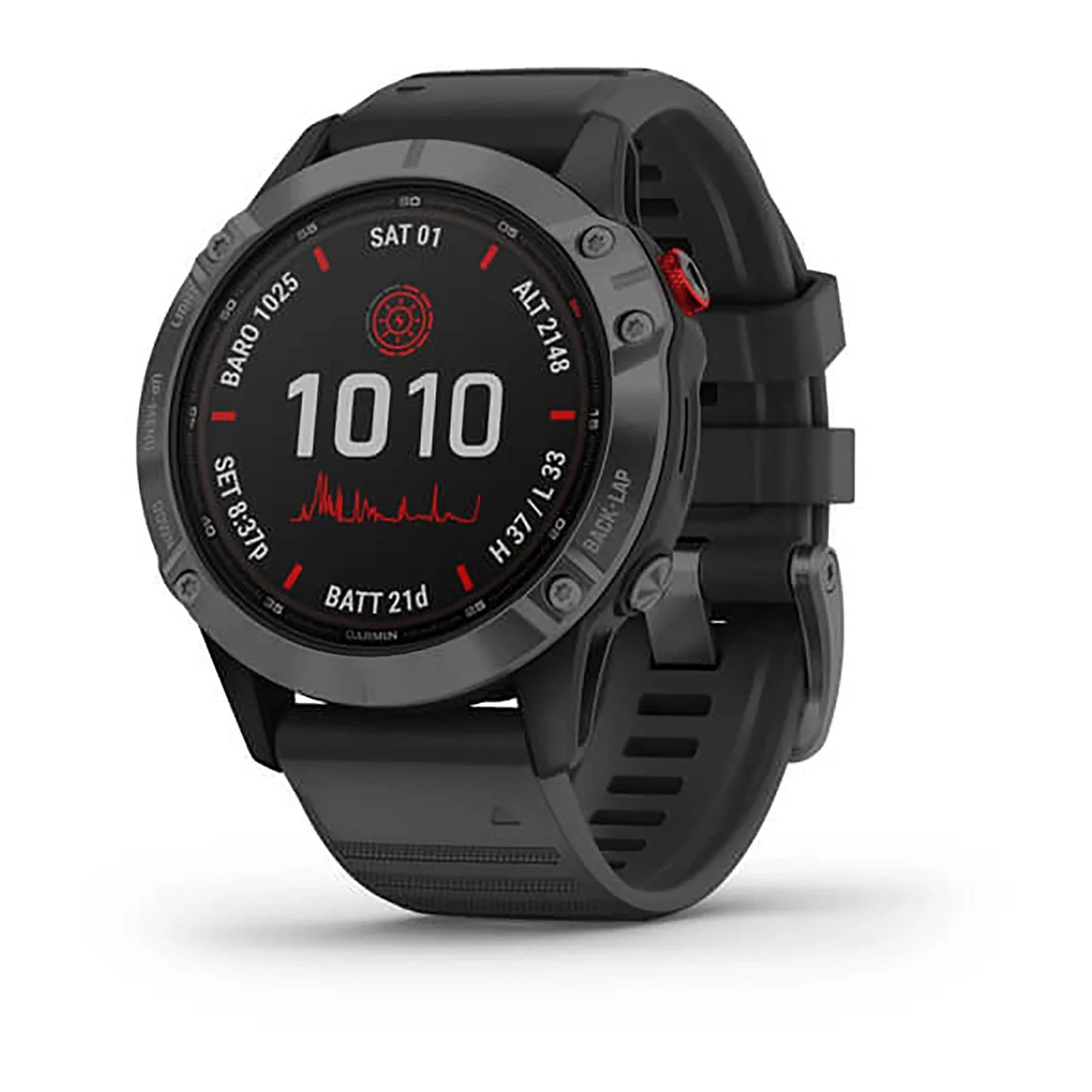 GARMIN FENIX 6 SILICONE BLACK STRAP FULL COLOR DISPLAY DIAL WATCH - 010-02410-15