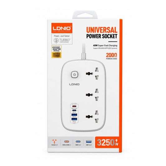 LDNIO 3250W Universal Power Socket with 45W USB-C Fast Charging