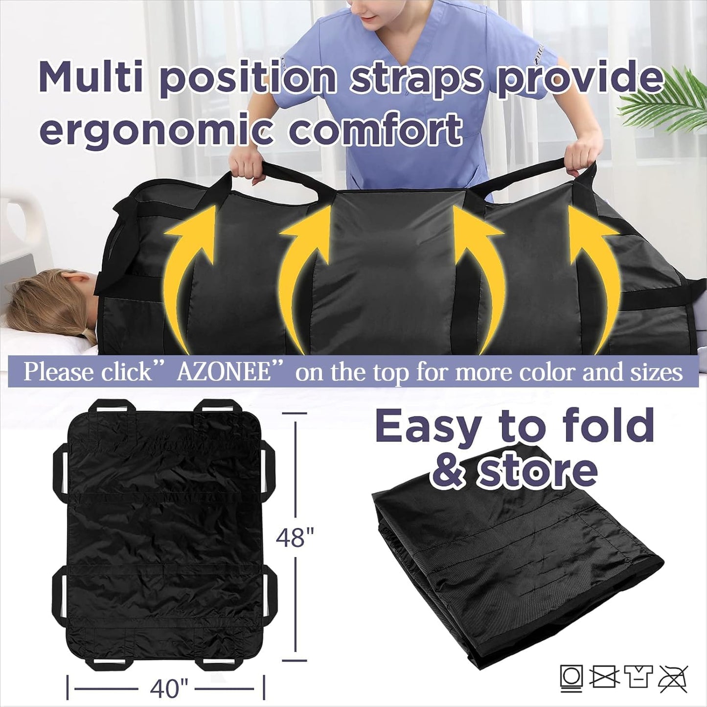 Azonee Patient Transfer Sheet Blanket Bed Positioning Pad with Reinforced Handles