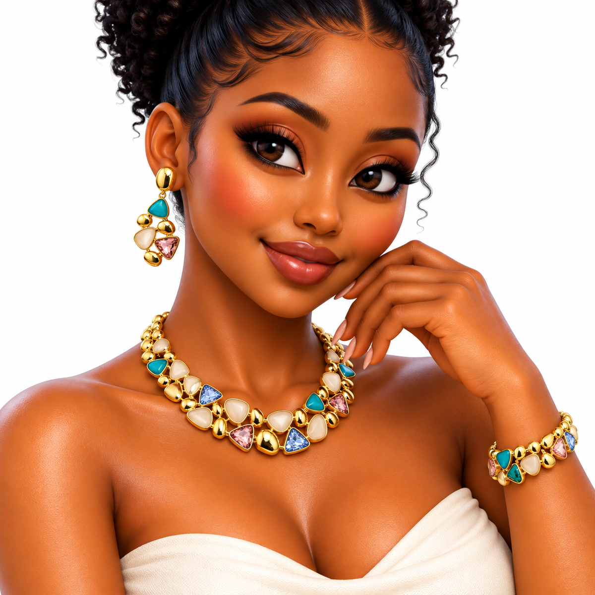 Viennois Womens Golden Radiance Multicolor Jewelry Set