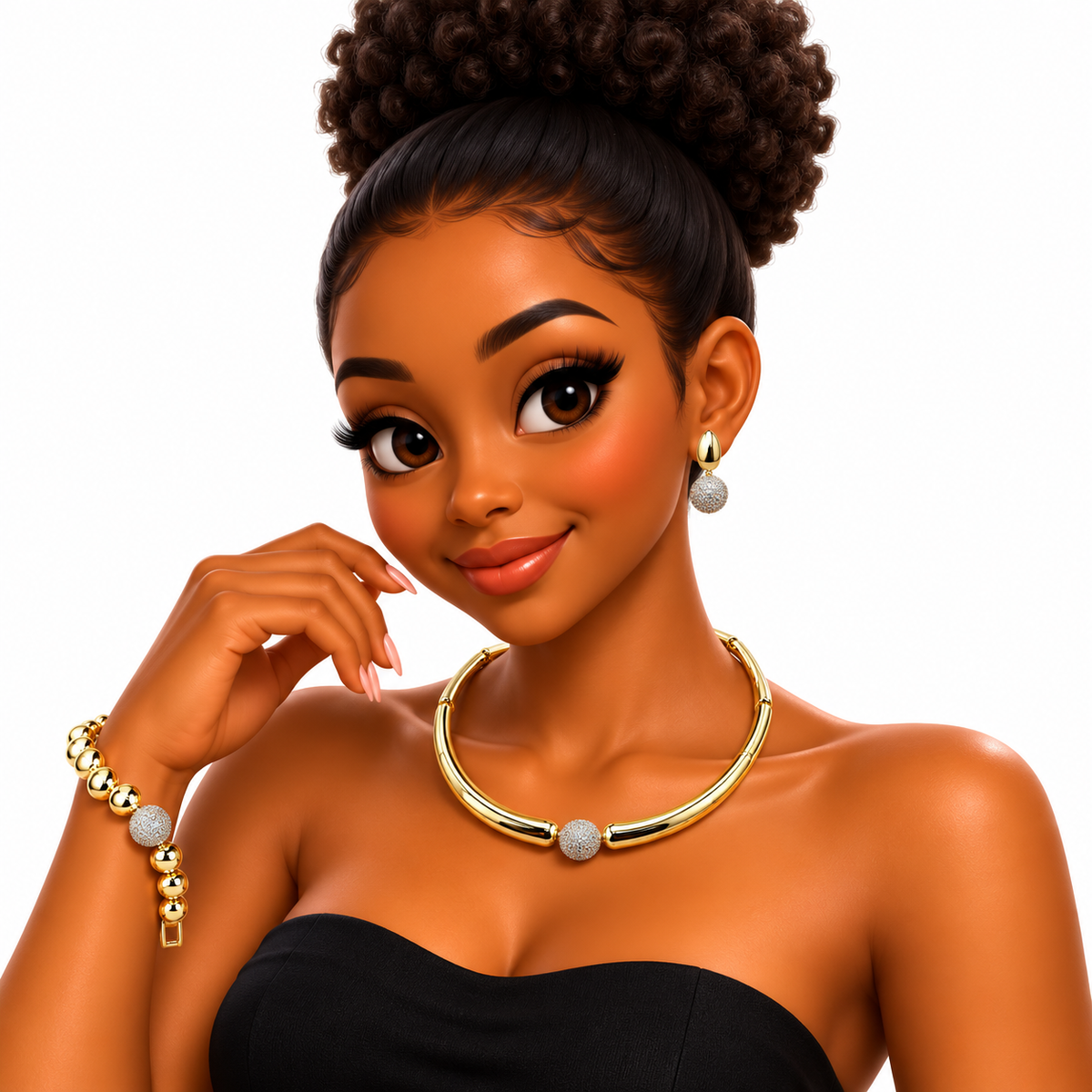 Viennois Womens Golden Sphere Set
