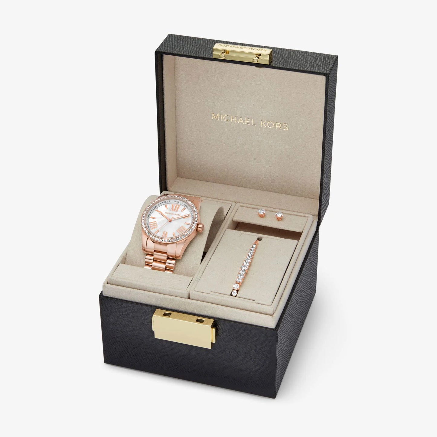 MICHAEL KORS LEXINGTON THREE-HAND ROSE GOLD-TONE STAINLESS STEEL WATCH AND JEWELRY GIFT SET - MK1088SET