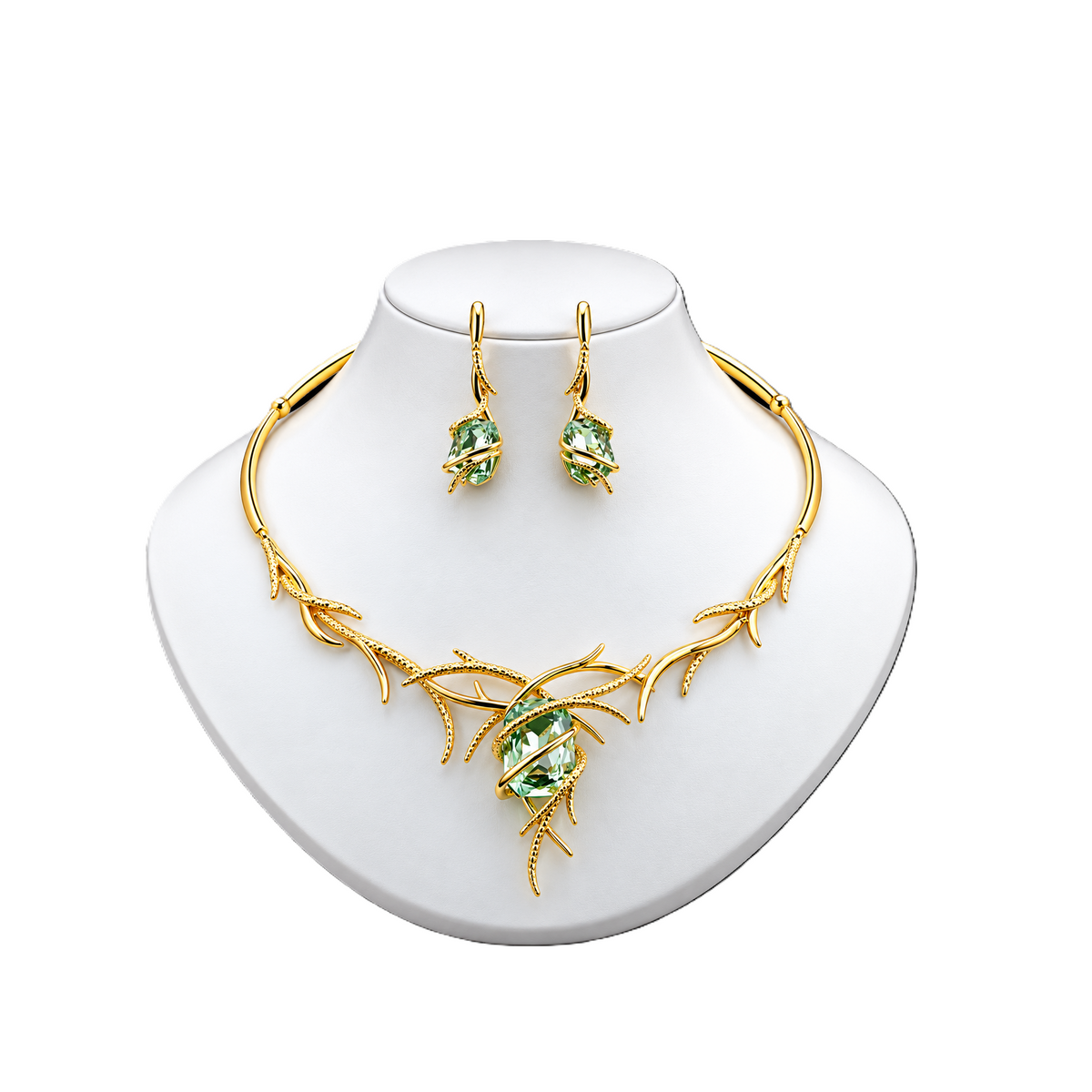 Viennois Womens Mint Gemstone Vine Jewelry Set