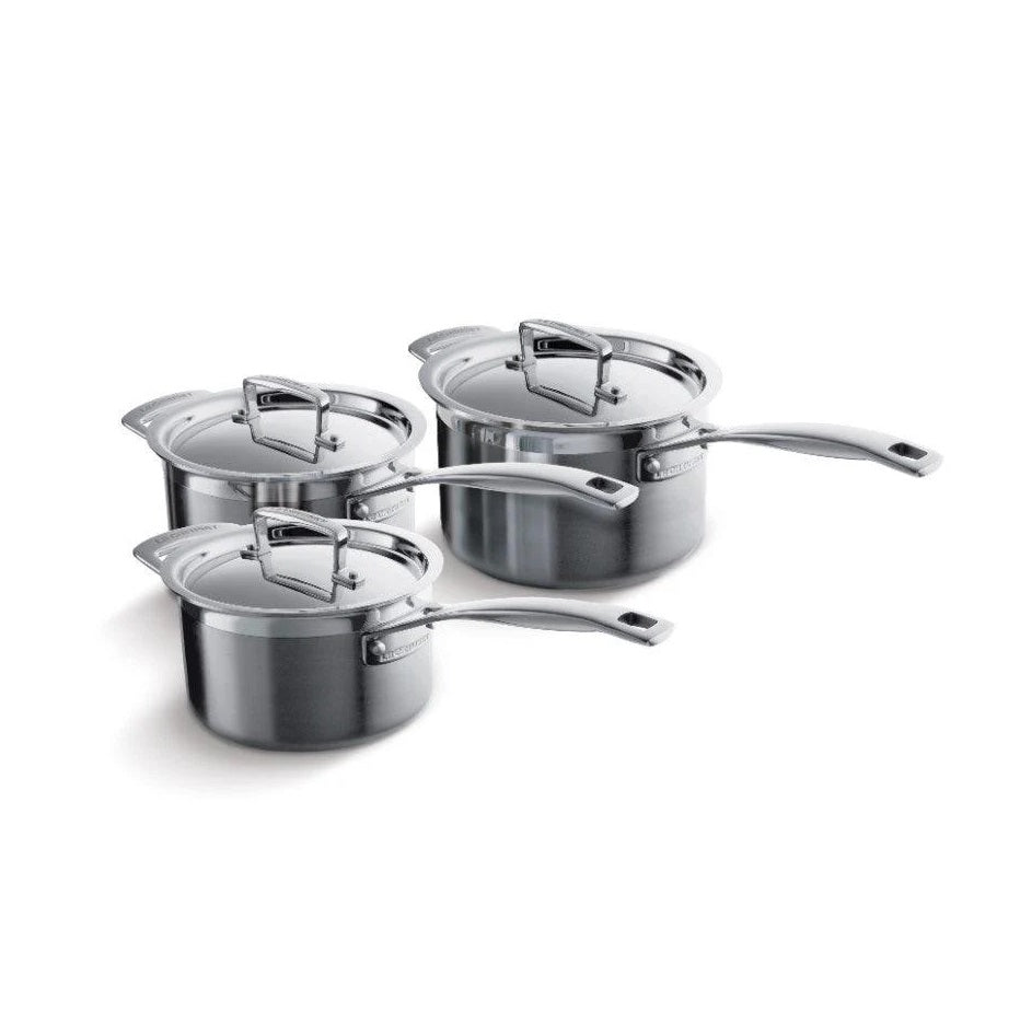 Le Creuset 3 Ply Stainless Steel Saucepan 5 Piece Set Silver