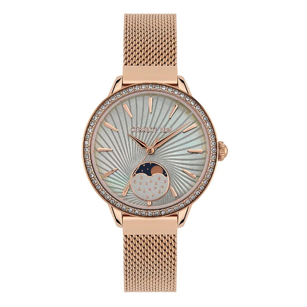 CERRUTI 1881 ROSARA LADIES ROSE GOLD TONE BRACELET GREY MOP DIAL WATCH - CCRWM29501