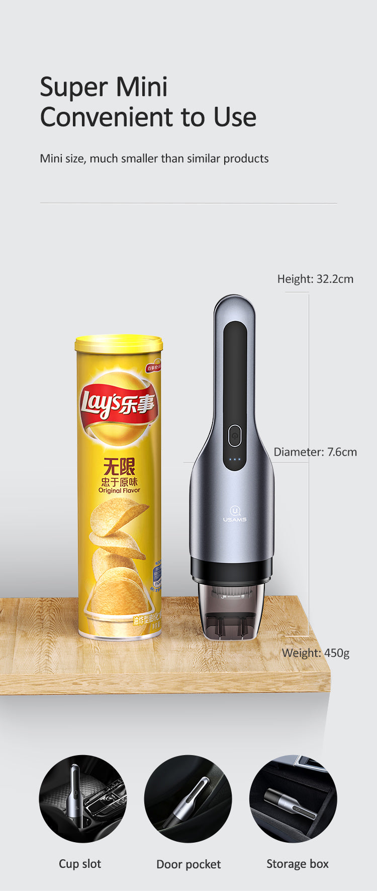 USAMS US-ZB108 Mini Handheld Vacuum Cleaner