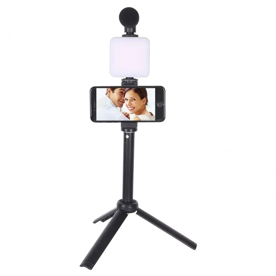 Flexible Phone Tripod with Microphone Filling Light Selfie Vlogging Kit AY-49T