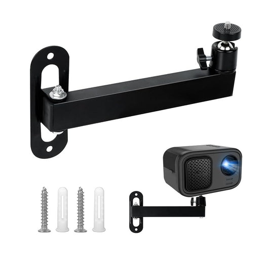 Projector Wall Mount with Adjustable Stand, 360° Rotatable Metal Projector