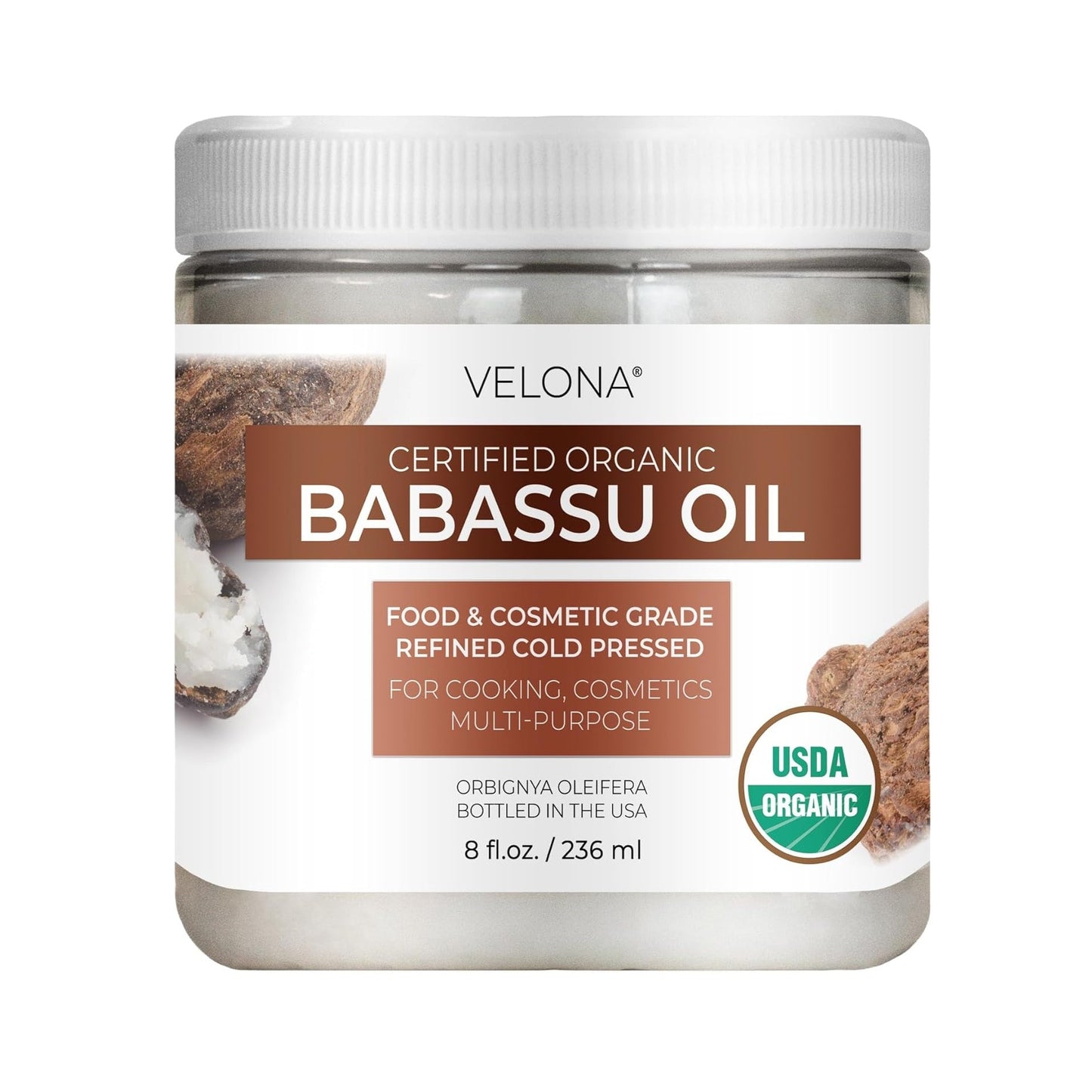 velona Babassu Oil USDA Certified Organic  8 Fl Oz 100% Pure and Natural Carrier Oil