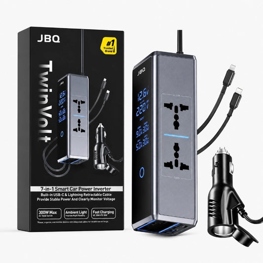 JBQ TwinVolt 7-in-1 Smart Car Power Inverter