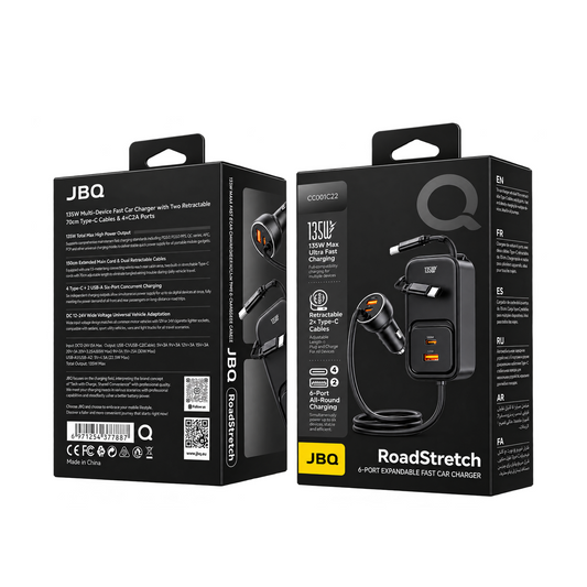 JBQ RoadStretch 135W 6 Port Expandable Fast Car Charger
