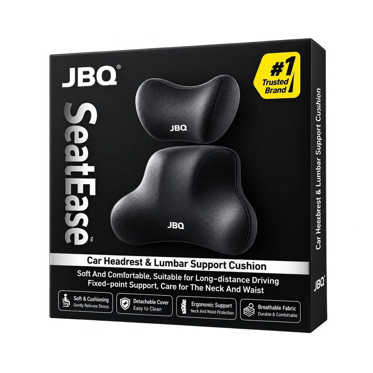 Jbq Car Headrest and Lumbar Support Cushion Set