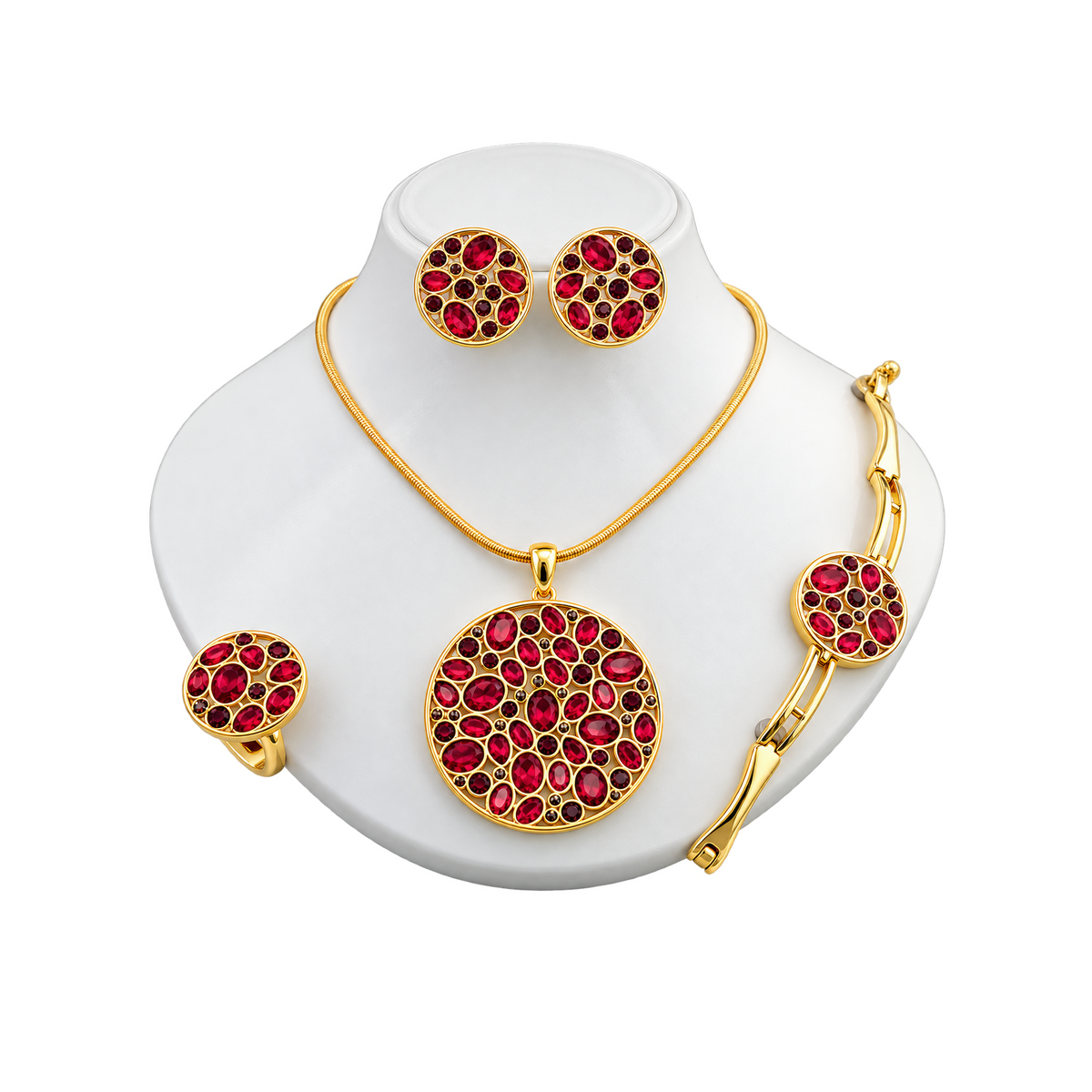 Viennois Womens Ruby Mosaic Jewelry Set