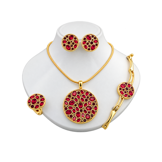 Viennois Womens Ruby Mosaic Jewelry Set