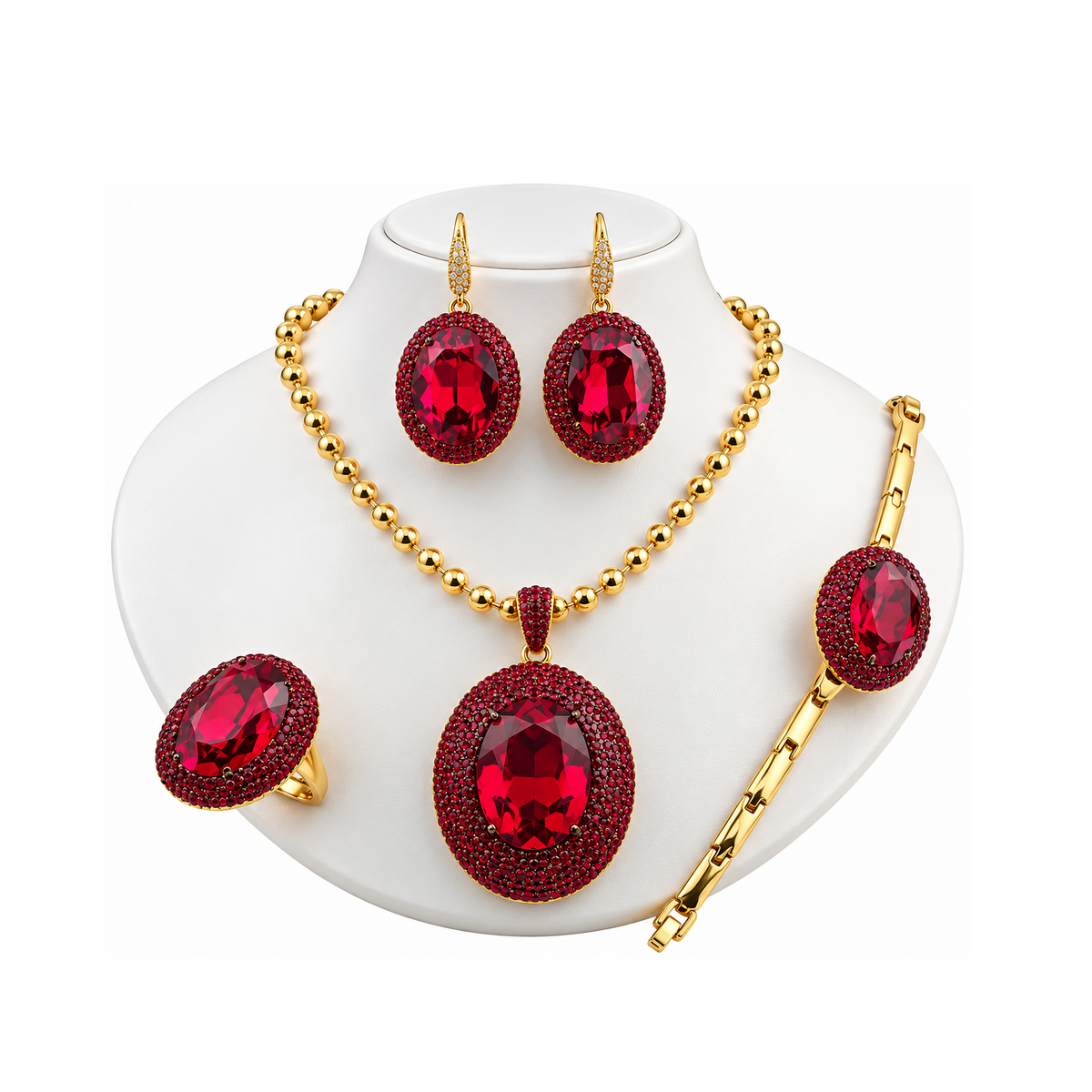 Viennois Womens Royal Ruby Glow Jewelry Set