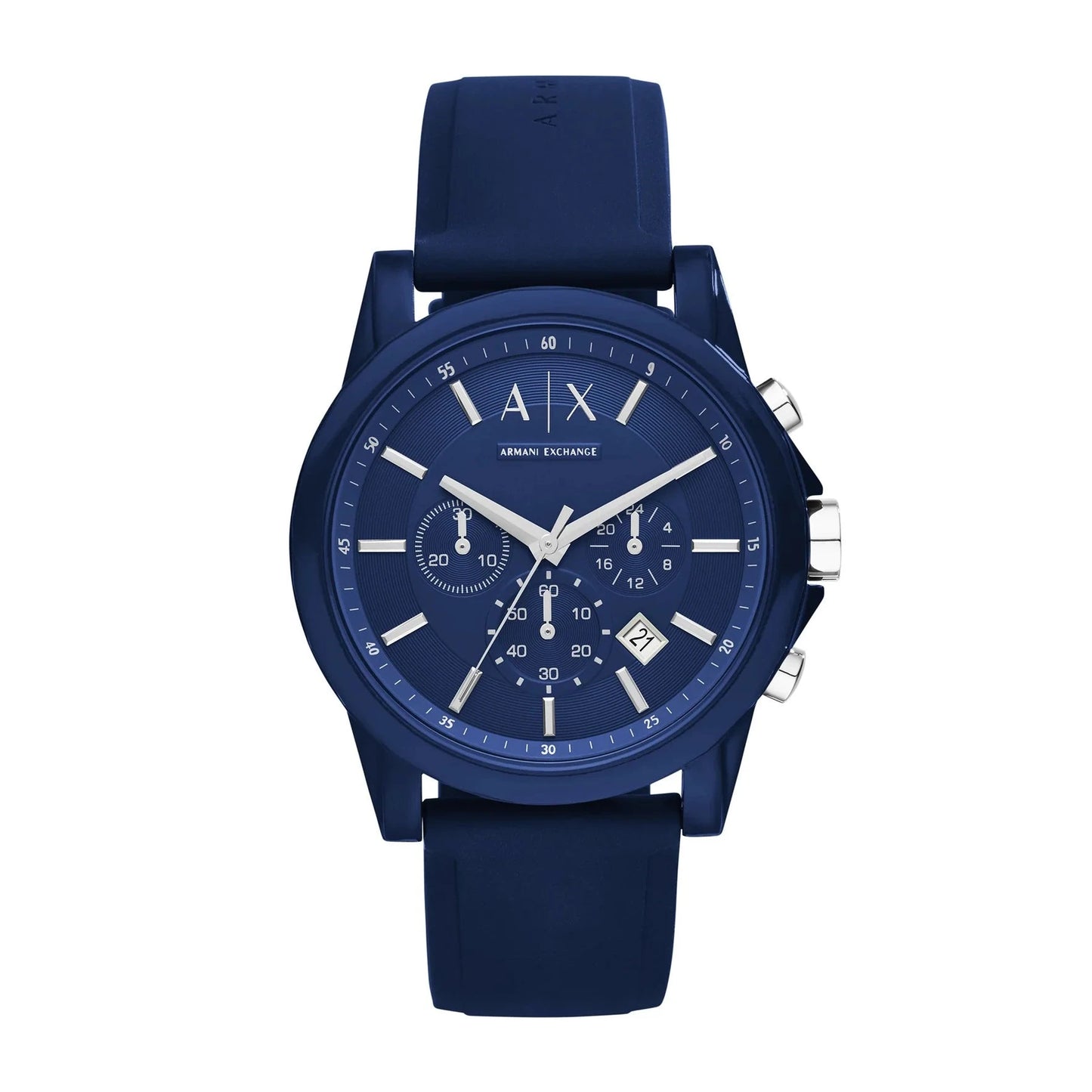 ARMANI EXCHANGE MEN'S CHRONOGRAPH BLUE SILICONE BLUE DIAL WATCH - AX1327