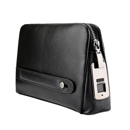 Welaso Fingerprint Lock Leather Handbag,Anti Theft Waterproof Genuine Leather Clutch Bag Wallet