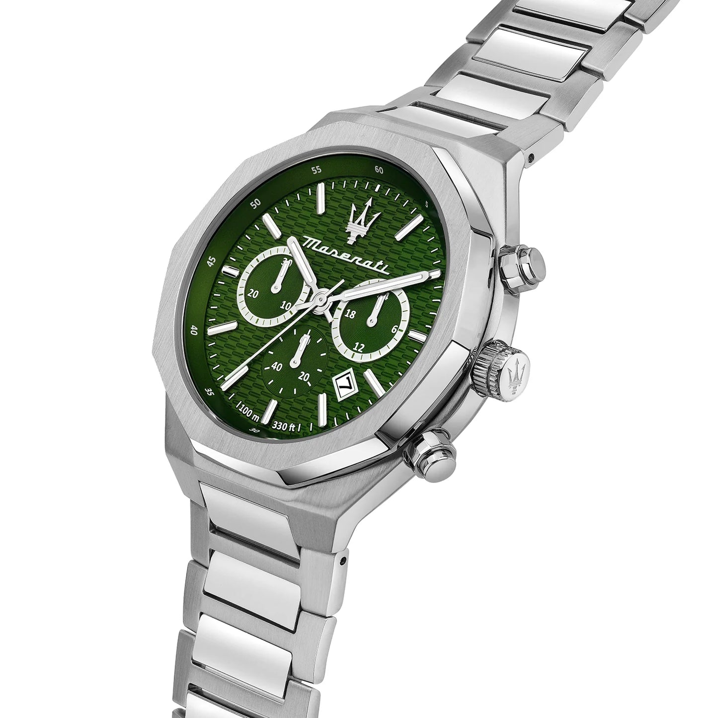 MASERATI STILE 45MM CHR GREEN DIAL BR SS MEN'S WATCH - R8873642011