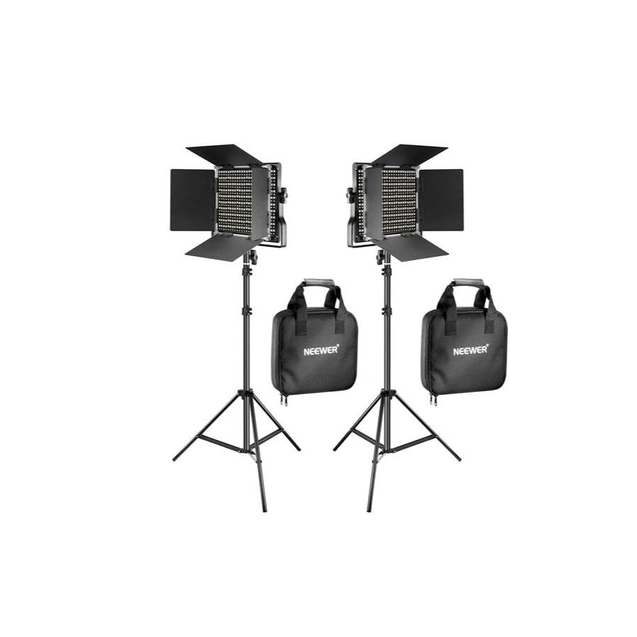 NEEWER 2 Pack Bi Color 660 LED Video Light and Stand Kit
