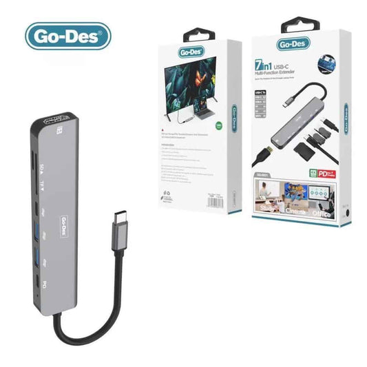 Go-Des GD-6831 7 in 1 Usb Type C Multi Function Extender